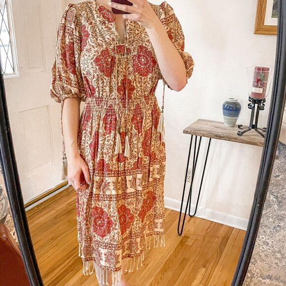 Zimmermann Tulsi Border Linen Midi Dress Jour-Echelle - Picture 9 of 9